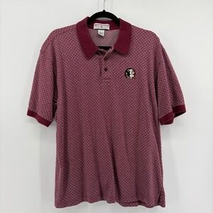 Boca Classics Men's Polo Burgundy Geometric Size L Florida State Seminoles